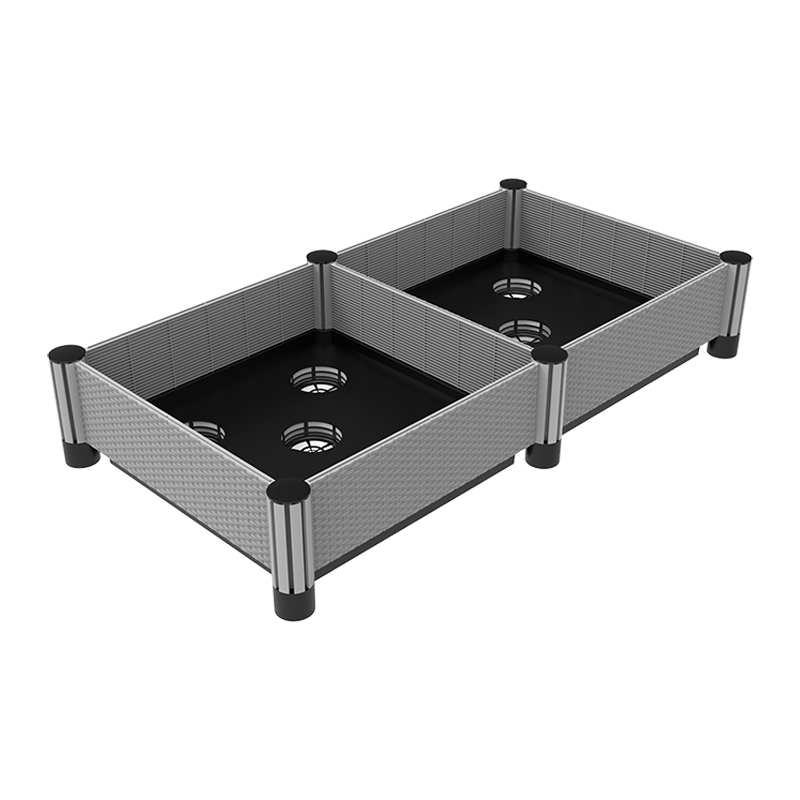 116,5*61*17cm Imiterad trädgårdssäng i rottingplast 6x 16cm stolpe 1006-2U